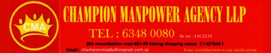 Maid agency: Champion Manpower Agency Llp